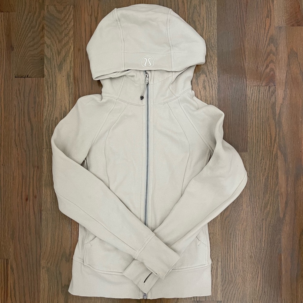 Scuba full zip hoodie in Bone